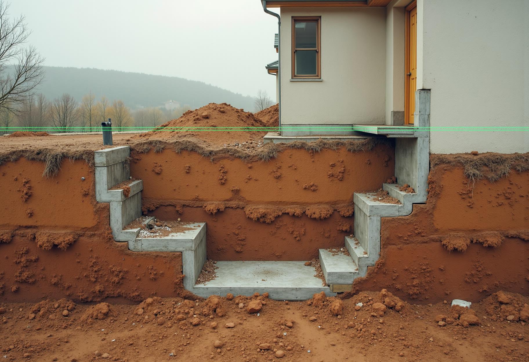 Plate 01 β Trench wall, clay strata at 32 in.